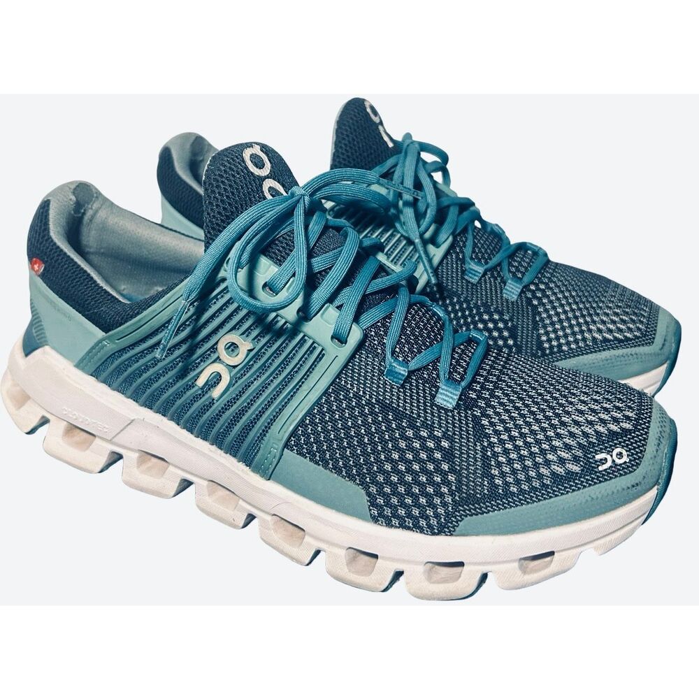 On Running Women's Teal and White Cloud Athletic Shoes - Picture 5 of 11